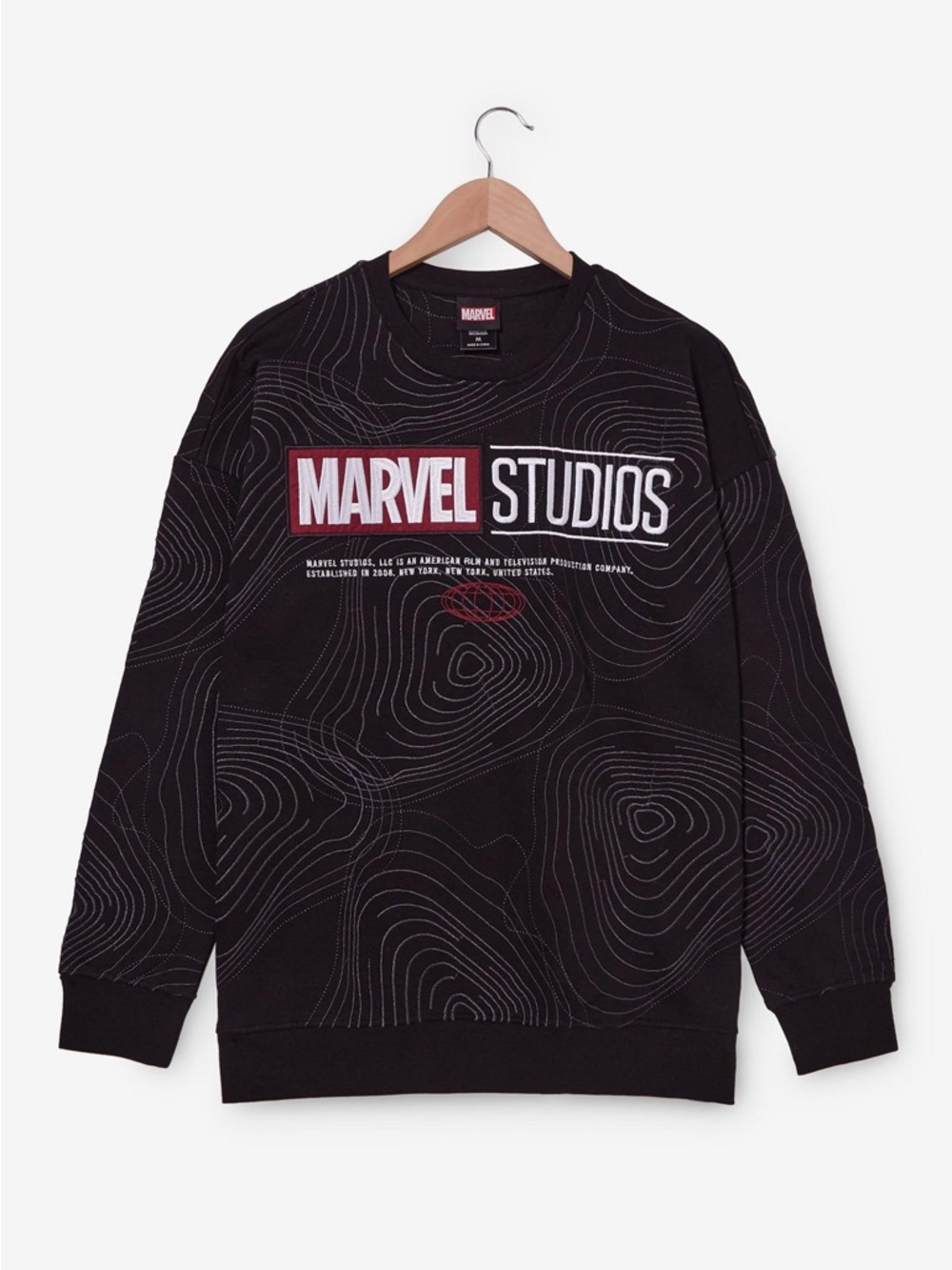 Marvel Studios Logo Topographic Pattern Crewneck — BoxLunch Exclusive size Med